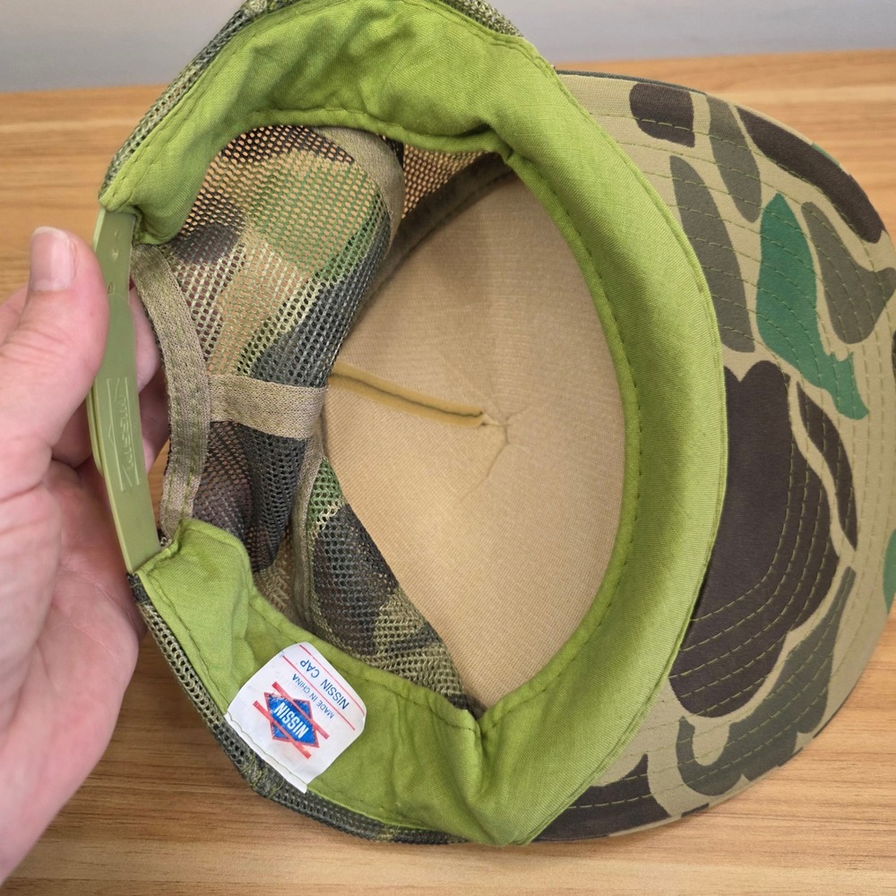 Nissin Cap Vintage Trucker Hat Duck Camo Tan Mesh Snapback Rope Detail Mens OSFA - Picture 7 of 10